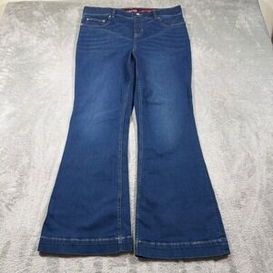 Spanx Flare Jeans Women XL Petite Blue Medium Wash Pull On‎ High Rise Stretch